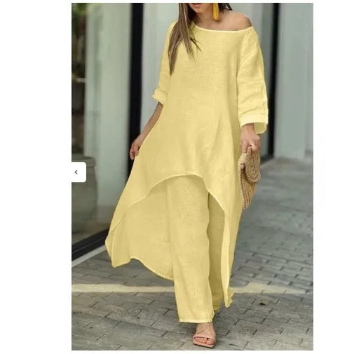 Cotton Linen Casual 2 Piece Set