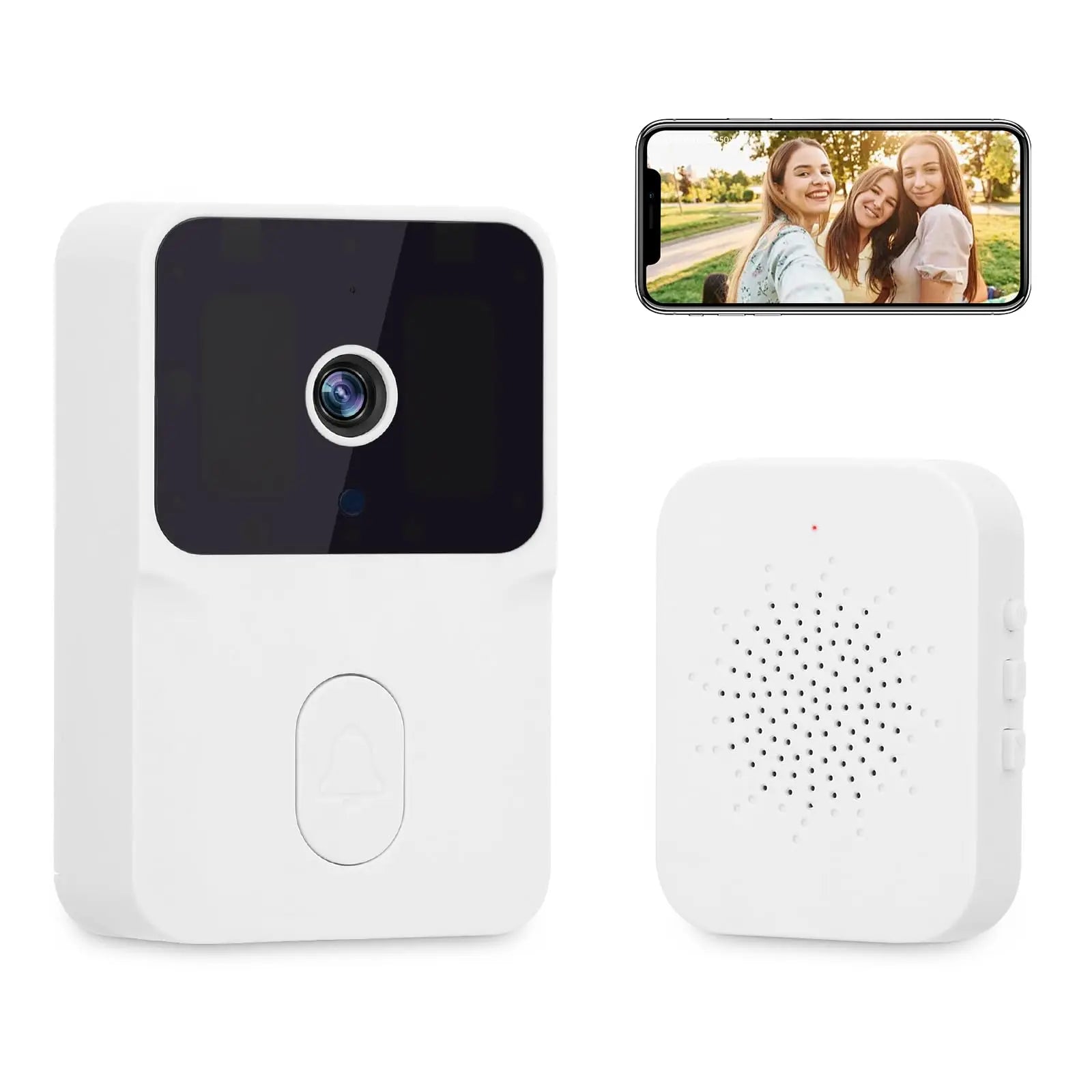 Smart Home Wireless Rechargeable HD Camera Two Way Audio Visual Doorbell