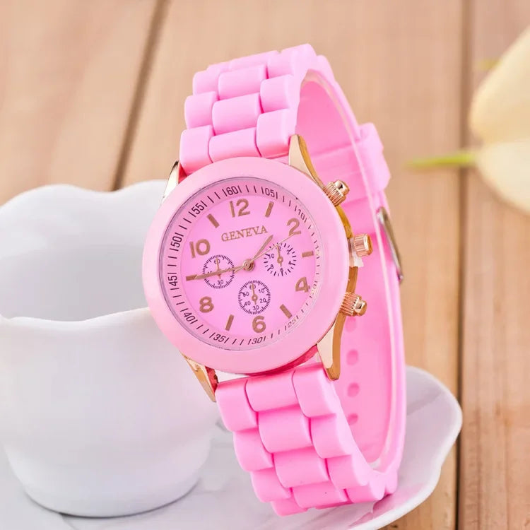 Geneva Ladies Silicone Strap Quartz Wristwatch