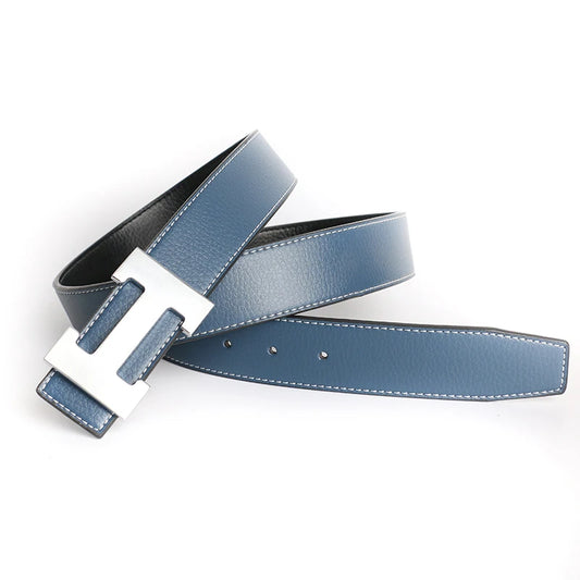 Designer Pin Buckle Genuine Leather H Belt