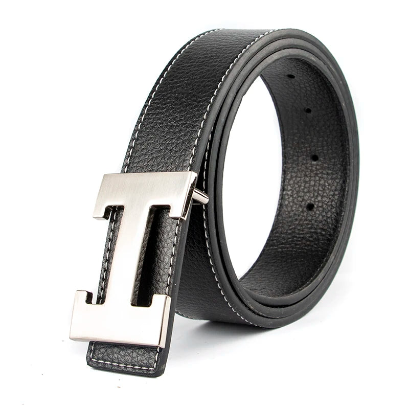 Designer Pin Buckle Genuine Leather H Belt