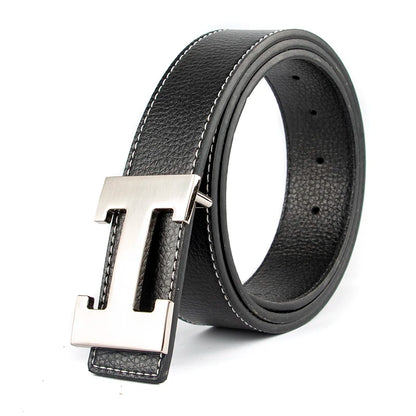 Designer Pin Buckle Genuine Leather H Belt