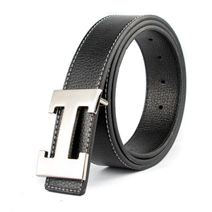 Designer Pin Buckle Genuine Leather H Belt