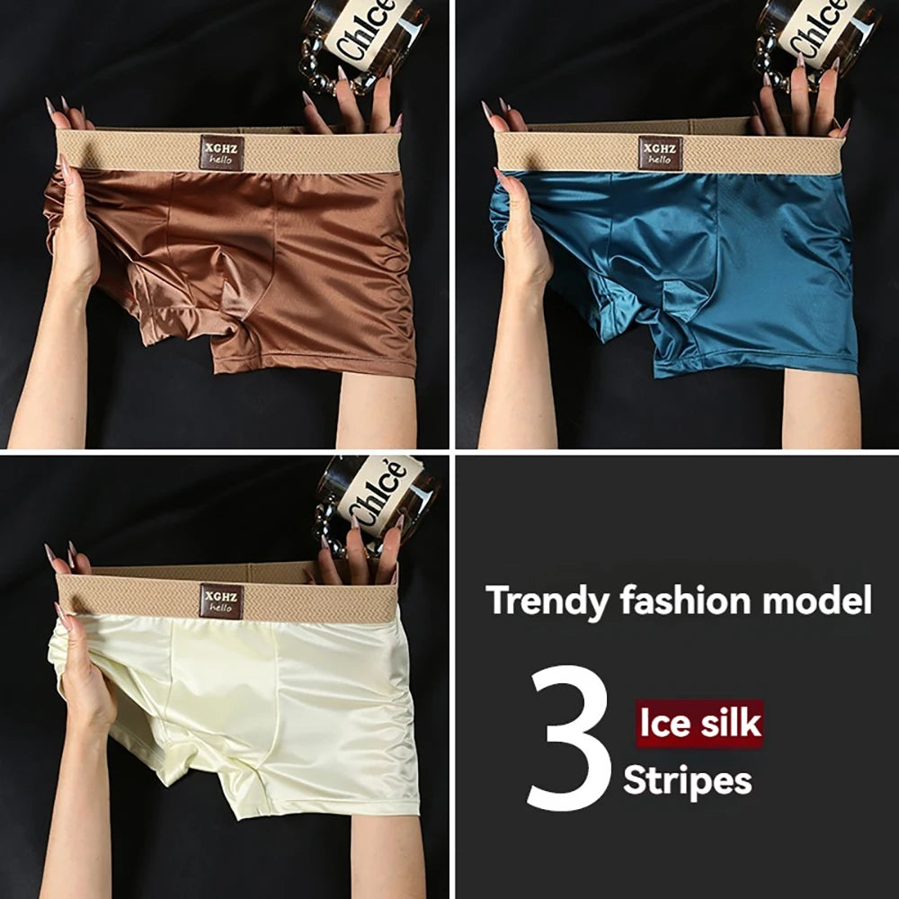 3PCS Satin-like Super Soft Boxers