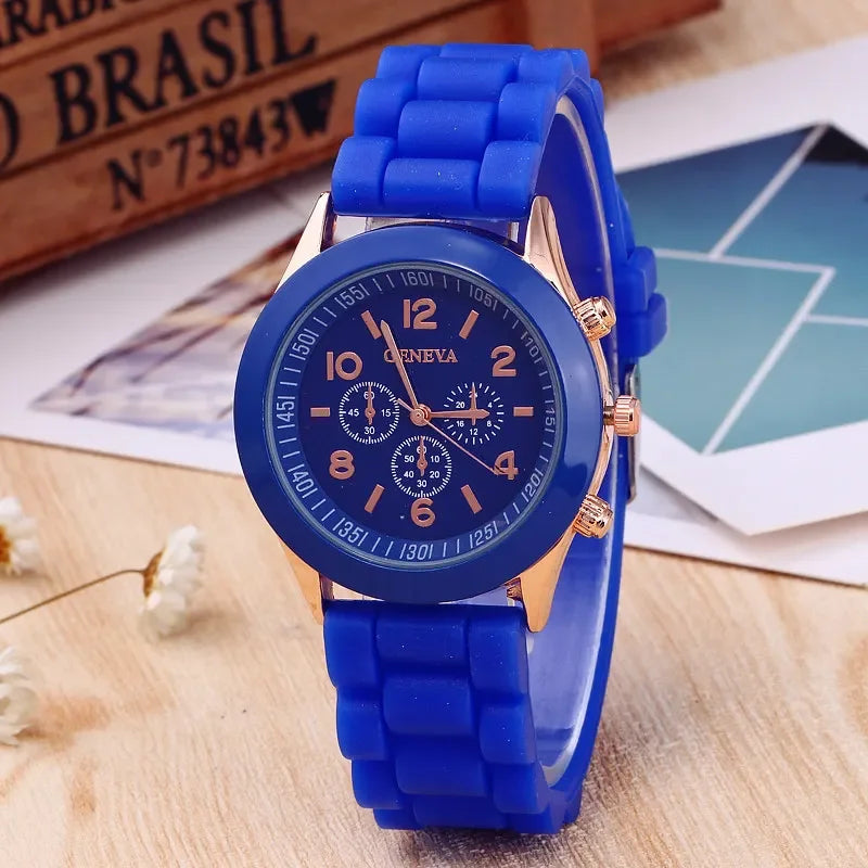 Geneva Ladies Silicone Strap Quartz Wristwatch