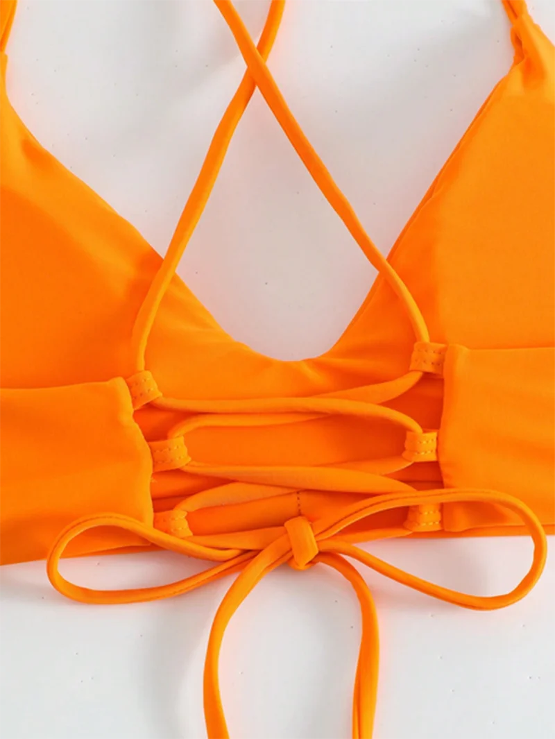 Three Point Non-Steel Ring Gathered Tail Wave Swimsuit