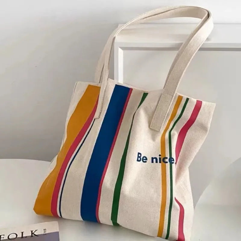 Simple Line One Shoulder Canvas Bag
