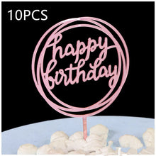 10Pcs Rose Gold Happy Birthday Cake Topper