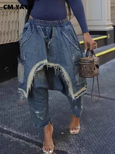 CM.YAYA Ripped Out Hole Denim Pants