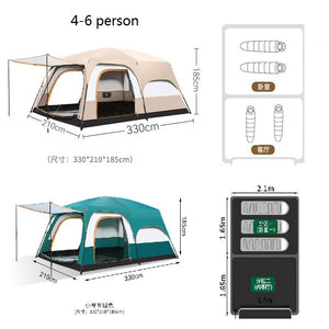 Double Layer Waterproof 4-8 Person Large Tent