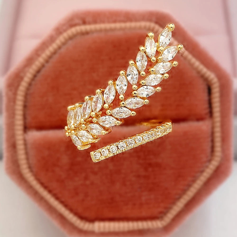 Huitan Gorgeous Leaf Design Adjustable Opening Ring for Women