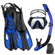 Mask Fin Snorkel Set Panoramic View Mask Adjustable Dive Flipper Dry Top Snorkel and Travel Bag