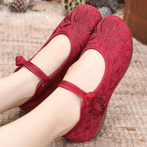 Retro Embroidered Anti-Skid Ballet Shoes
