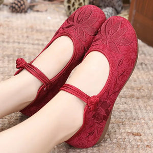 Retro Embroidered Anti-Skid Ballet Shoes
