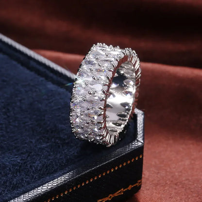 Elegant 925 Sterling Silver Big Water Drop Zircon Stone Ring