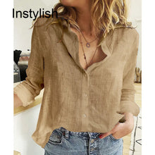 Long Sleeve Cotton Linen Loose Blouse