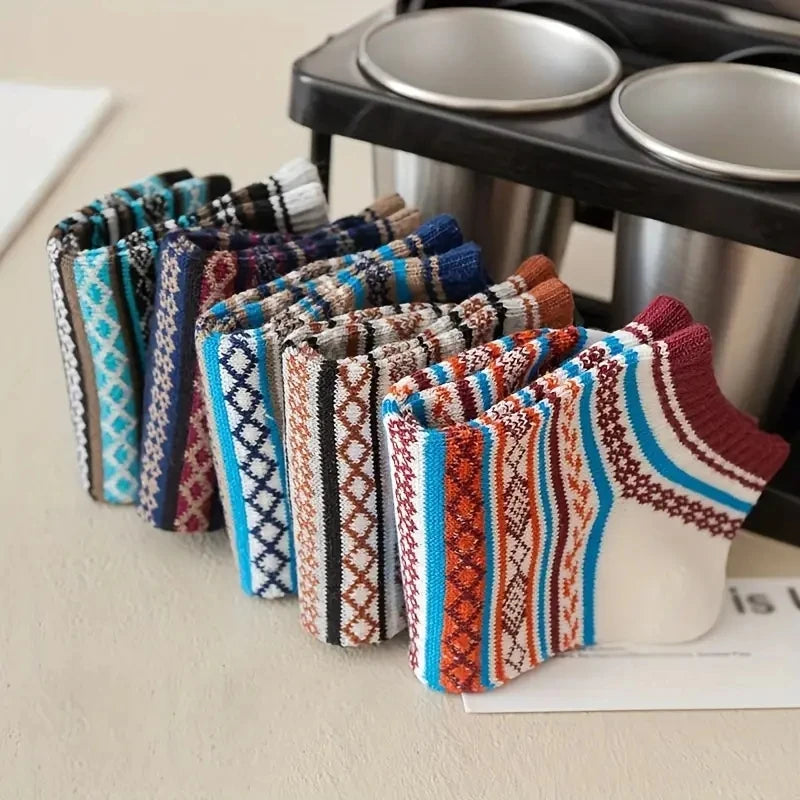 5 Pairs Japanese Vintage Ankle Socks