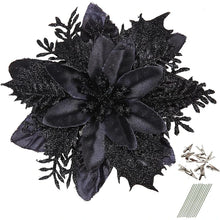18Pcs Glitter Artificial Christmas Flowers With Clips