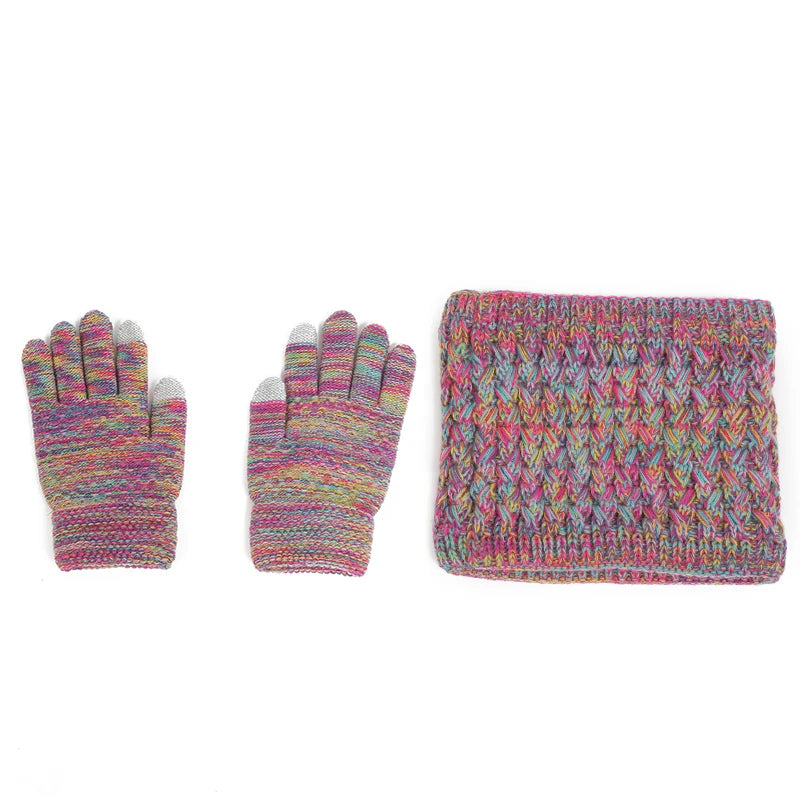 Knitted Hat Gloves Scarf Set