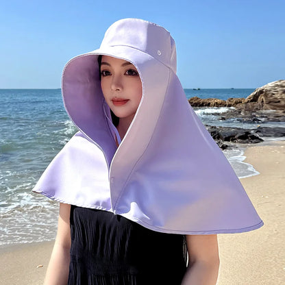 Shawl Neck Protection Integrated Sun Hat