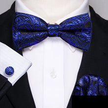 Barry.Wang Silk Bow Tie Hanky Cuffs Set