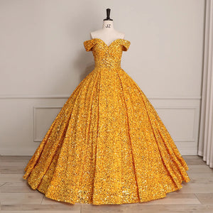 Bomaris Off-Shoulder Sequined Quinceanera Dress