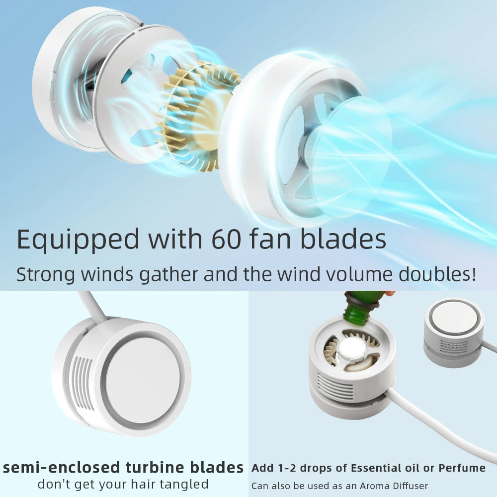 Long Life Mini Neck Portable No Blade 3 Speed Neck Sport Fan
