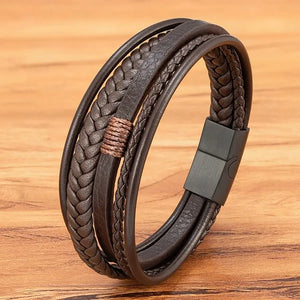XQNI Hand-Woven Leather Multilayer Bracelet