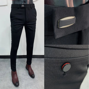 Slim Fit Solid Color Dress Pants