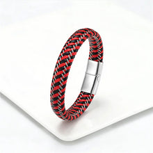 Leather Rope Stainless Steel Buckle Braided Bracelet