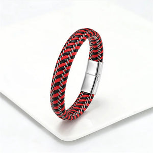 Leather Rope Stainless Steel Buckle Braided Bracelet