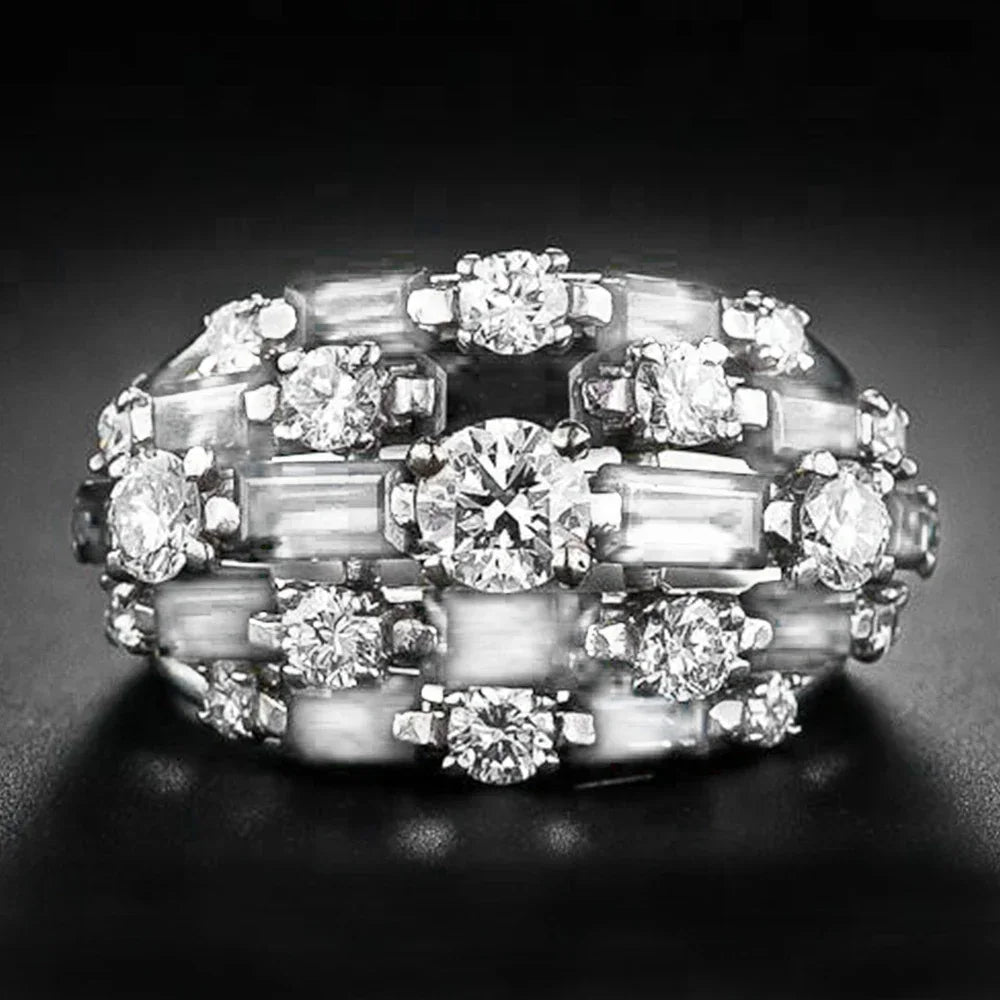 Huitan Fashion Inlaid Brilliant Cubic Zirconia Ring