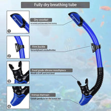 Mask Fin Snorkel Set Panoramic View Mask Adjustable Dive Flipper Dry Top Snorkel and Travel Bag