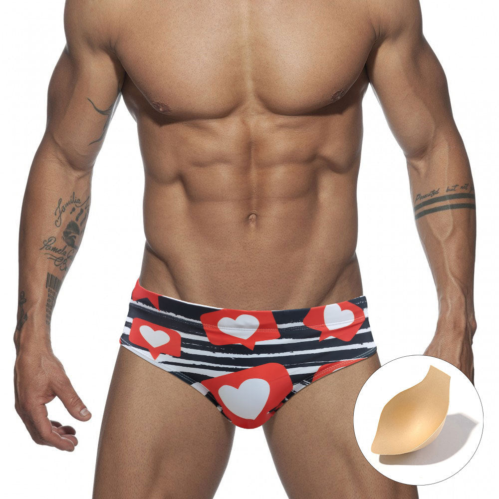 Colored Hearts Slim Fit Swimming Briefs