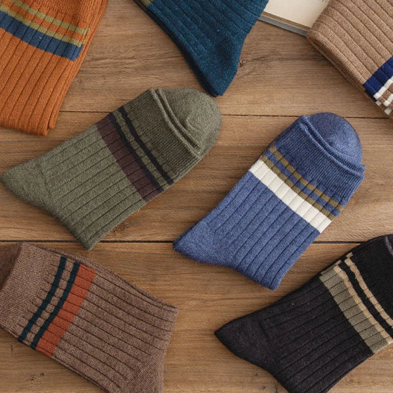 Multi-Pairs Solid Color Striped Tube Socks