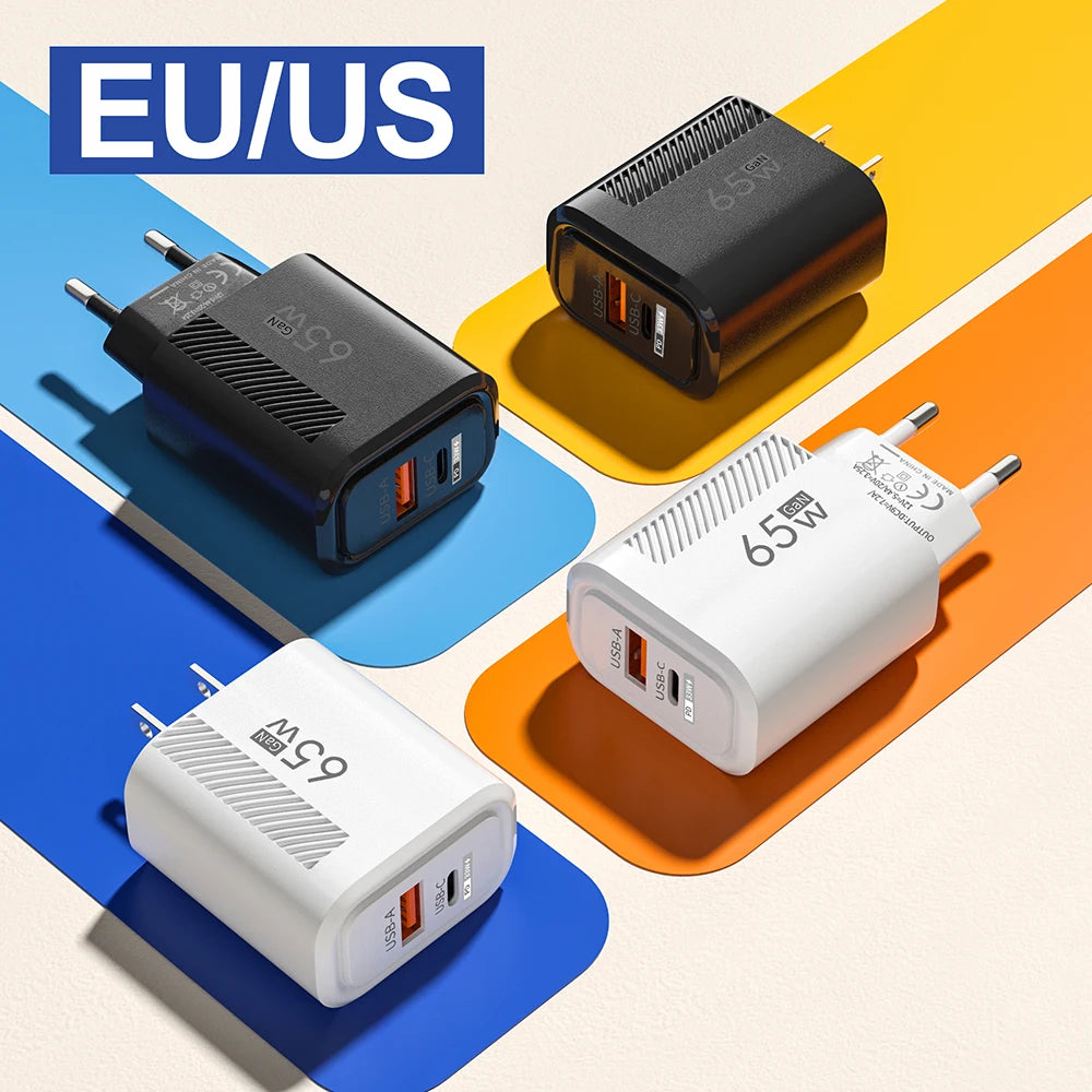 65W GaN USB C Charger Fast Charging Wall Charger