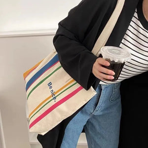 Simple Line One Shoulder Canvas Bag