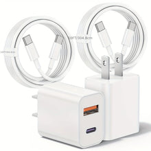 2-Pack IPhone 15 Fast Charging Block With 10FT USB C To C Cable