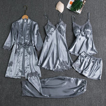 6PC Satin Sleep Pajamas Gown Set