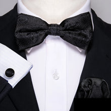 Barry.Wang Silk Bow Tie Hanky Cuffs Set