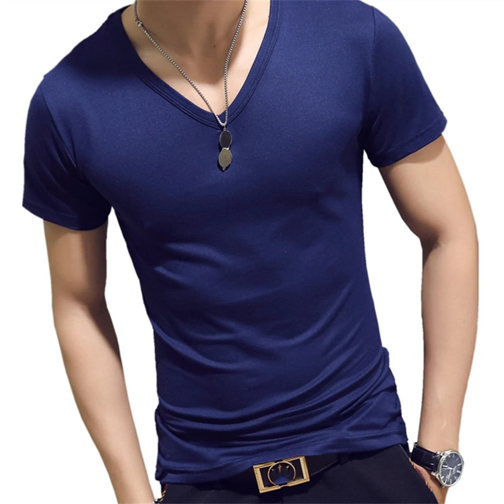 Slim Fit Solid Color Round Neck Tees