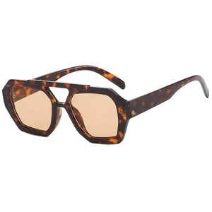 Thick Frame Double Bridge Polygon Sunglasses