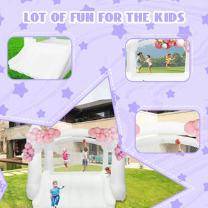 Inflatable 11.97x8.98x7.15ft White Castle Bounce House with Slide & Air Blower