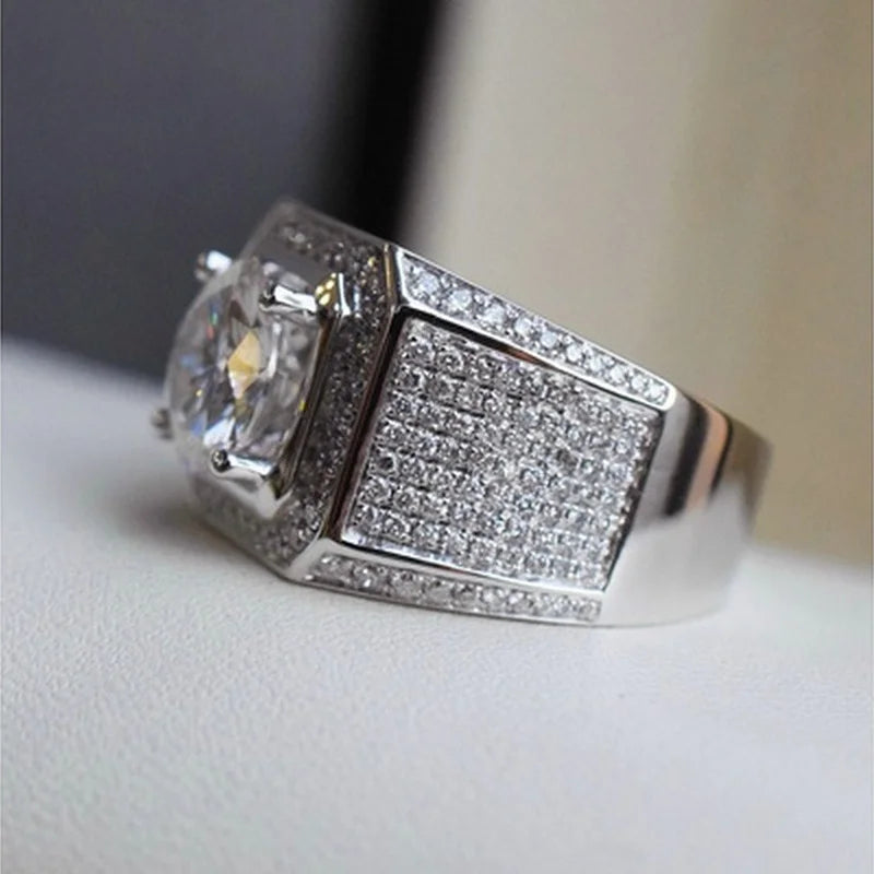 925 Sterling Silver Ring With Zircon Crystals