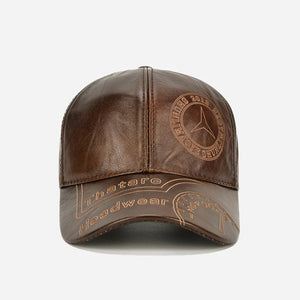 Genuine Leather Designer Print Baseball Cap