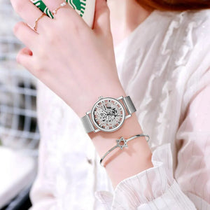 Hollow Skeleton Faux Mechanical Mesh Quartz Wrist Watch