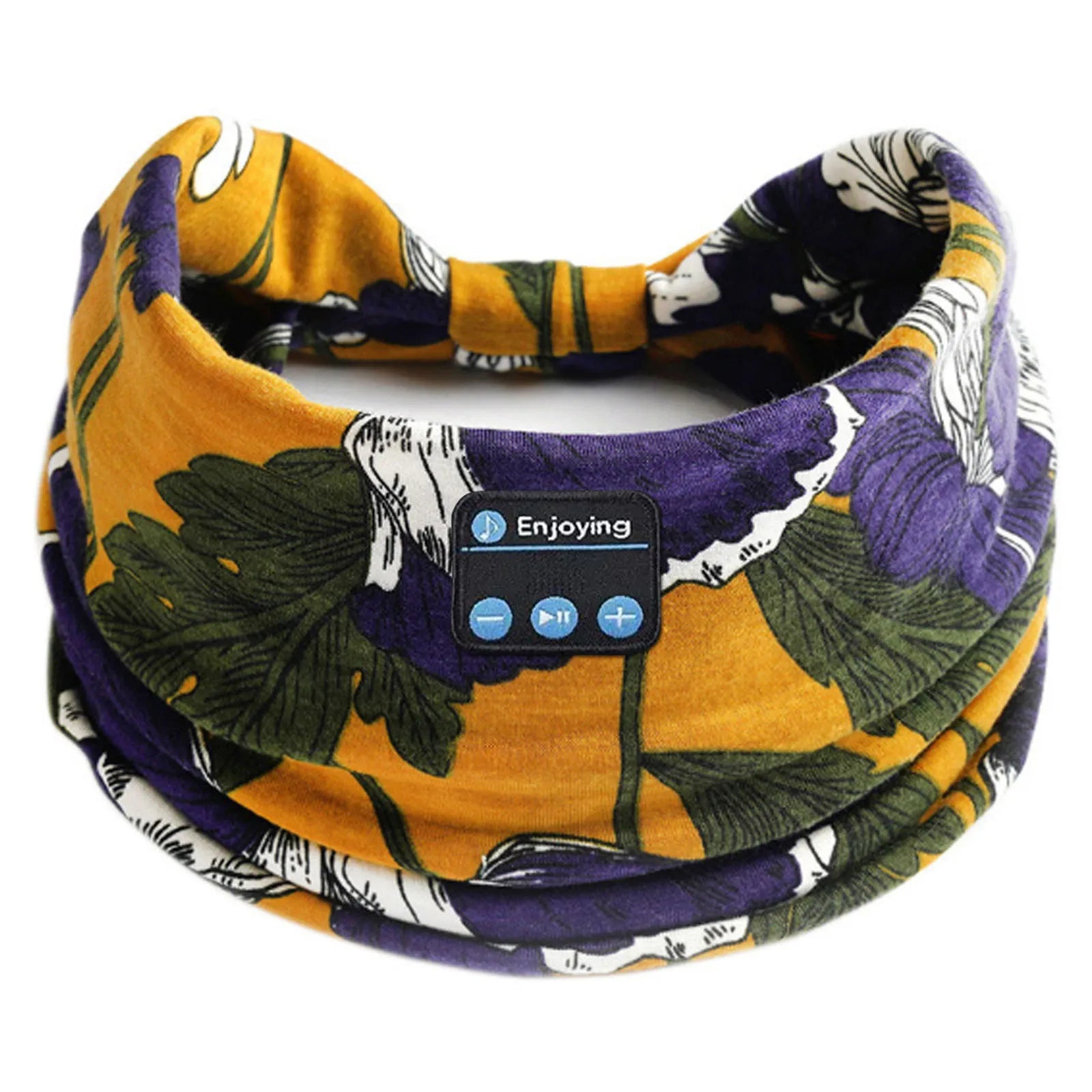 Wireless Bluetooth Floral Print Headband Headphones with Headset Microphone