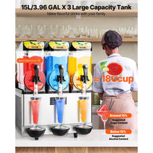 Succebuy 15L Commercial Frozen Drink Maker Triple Tank Slushy Machine
