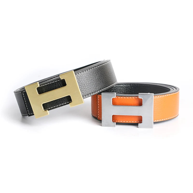 Designer Pin Buckle Genuine Leather H Belt
