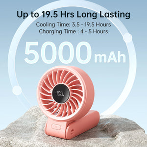 JISULIFE Portable Handheld Fan with LED Display 5 Speed
